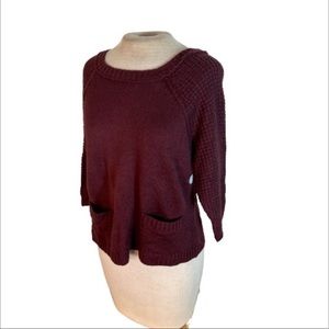 Kirra Sweater Burgundy Maroon M NWOT SOFT Rare Cable Knit Sleeves Textured Cute